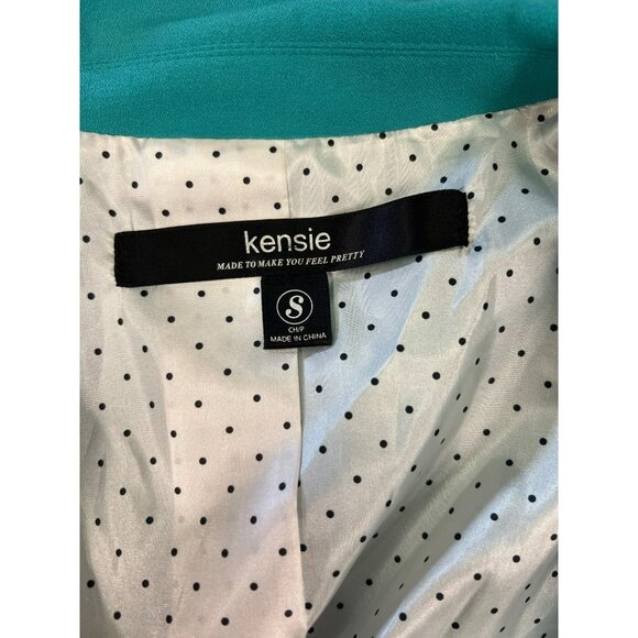 Kensie Teal Blazer Jacket With Polka Dot Lining Cute Girlie Fun Top Made to Make - Picture 7 of 7